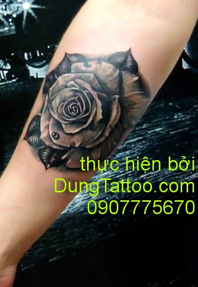 hinh xam hoa hong 3d lap seo canh tay