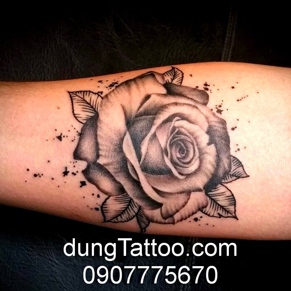 hinh xam hoa hong tattoo rose