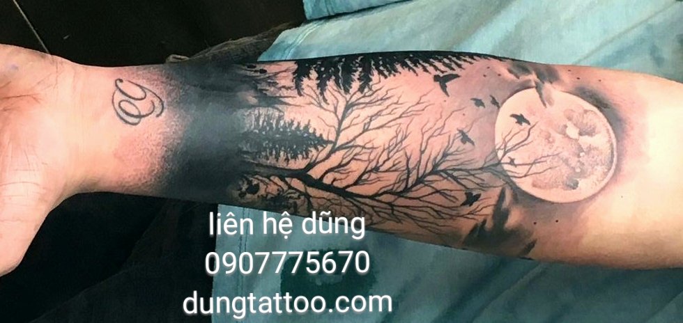 hinh xam khu rung canh tay danh cho nam tai dung tattoo 0907775670